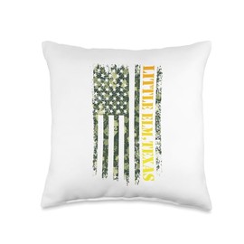 Little Elm Texas Camouflage Usa Flag Throw Pillow