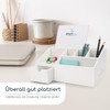 smartday Wooden Desk Organiser White with Drawer - Pen Box,
