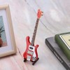 Hilitand Red Miniature Bass Guitar Wood Replica Model Ornament with