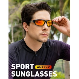 ANYLUV Mens-Sunglasses Polarized Sports Sunglasses-for-men: Outdoor Sports Cycling Glasses UV Protection for Driving Baseball