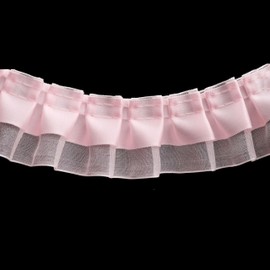 IDONGCAI Ruffle Trim 2-Layer Satin Organza Pleated Edging Trimmings 4cmx6yd Lace Ribbon for Crafts Embellishment (Pink)