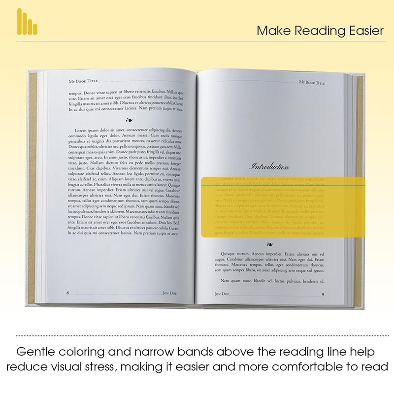 Guided Reading Highlight Strips,10 Pack Yellow Overlays with Line, Bookmark