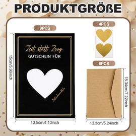 iewrtcin Pack of 8 DIY Scratch Cards with Seal Stickers, Kraft Paper Envelopes, and Heart Shape Scratch Film, Scratch Cards for Congratulations Card, Postcard for Birthday, Valentine's Day