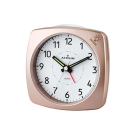 Atrium A251-17 Analogue Quartz Alarm Clock without Ticking with Light and Snooze Rose Metallic