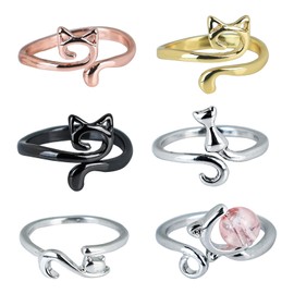 Fidqiog 6 Pcs Crochet Ring for Finger, New Cat Crochet Tension Ring for Crocheting, Adjustable Crochet Rings for Crocheting, Knitting and Crochet Accessories