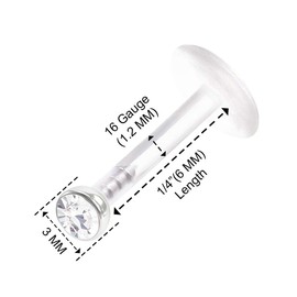 KJM Fashion Surgical Steel Labret Monroe 0.8 mm 20 g Lip Earrings Pack of 2, Acrylic