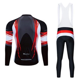 MOXILYN Cycling Jerseys Men Set Bike Clothing for Men Long Sleeve Bike Jacket and Cycling Bibs Pants with 20D Gel Pad