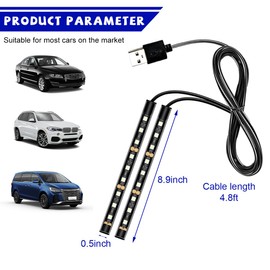 povtii Car LED Strip Light, 24 LED RGB Auto Under Dash Interior Atmosphere Lights, USB Vehicle Decorative Lamp Ambient Night Light Strip, Lighting Kit Car Accessories (Ice Blue)