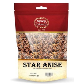Spicy World Star Anise Whole Pods 3.5Oz Bag -Premium Quality, Vegan, All Natural, Dried, Great for Baking & Tea