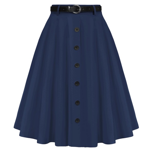 Belle Poque Skirts for Women Button Front Casual A Line