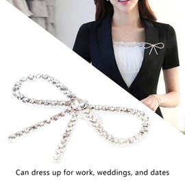 TOPINCN Diamond Rhinestone Bow Accessories Broches Claw Diamonds Bows Brooch Boutiques Chain Pin Gowns Rhinestones Trim Embellishments