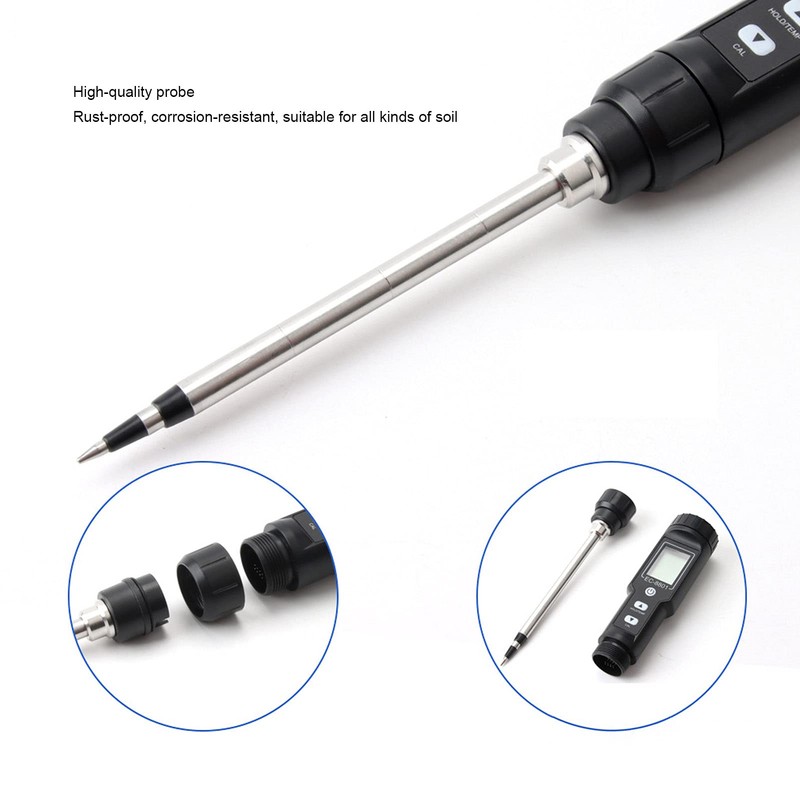 Hilitand Digital Soil Thermometer Soil EC Meter Ground Temperature EC