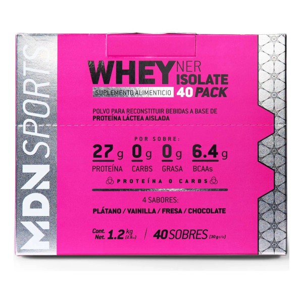 Proteína Aislada Whey Ner Isolate MDN Sports Pack 40 Sobres