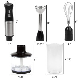 6-Speed Immersion Blender - 4-in-1 Hand Mixer with Whisk, Food Processor Cup, and 32oz Beaker for Soup, Smoothies, and More by Classic Cuisine (Black)