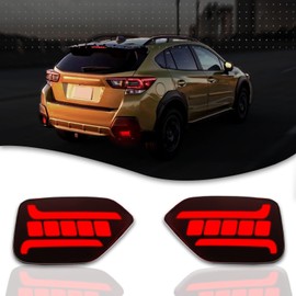 GEEGEETOP Red Lens LED DRL Rear Reflector Bumper Fog Light Brake Turn Signal Lamp Compatible With Subaru Outback XV CROSSTREK 2018 2019 2020 2021 2022 (Red)
