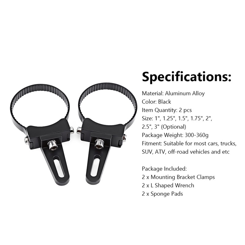 3" Aluminum Tube Bull/Roll Bar Mount Bracket Clamps Holder LED
