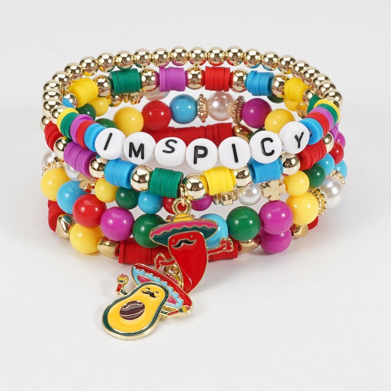 Twinfree Cinco De Mayo Bracelets Stackable Mexican Fiesta Bracelets Colorful