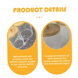 Levemolo Cotton Ball Pad Holder Bamboo Lid Stylish Organizer for Makeup Pads and Swabs Portable Acrylic Storage Container for Bathroom and Bedroom Use