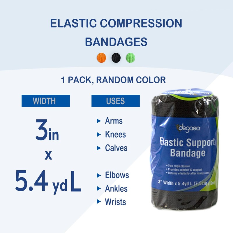 Degasa Elastic Bandage wrap with Closures Clips, 1 Pack, Random