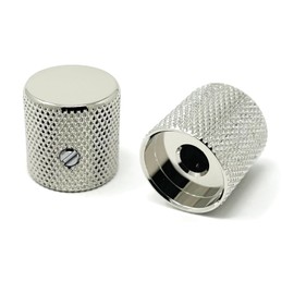 Vintage Forge Nickel Metal Flat Top Fine Knurled Barrel Knobs for Electric Guitar and Bass (Set of 2) 6mm Shaft with Set Screw BK40M-NKL