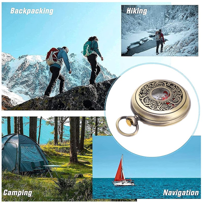 KooingTech Pocket Compass, Compass Navigation, Hiking Compass, Golden Compass, Waterproof