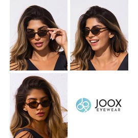 JOOX Retro Oval Sunglasses for Women Round Sunnies Y2K Lightweight Narrow ShadesTrendy UV400 protection