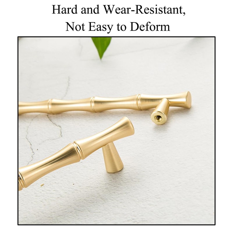 TopHomer Model B, 6Pcs Gold Brass Bamboo Knob, Zinc Alloy