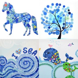 Assorted Sewing Buttons in Orange and Yellow, 700 Pieces (Blue)