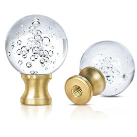 2 Pieces Crystal Lamp Finial Decorative Lamp Top Accessories Lamp Cap Knob Lamp Screw Topper Clear Lamp Finial With Polished Chrome Base Knob For Lamp Shade Indoor Lamp Top Ornaments
