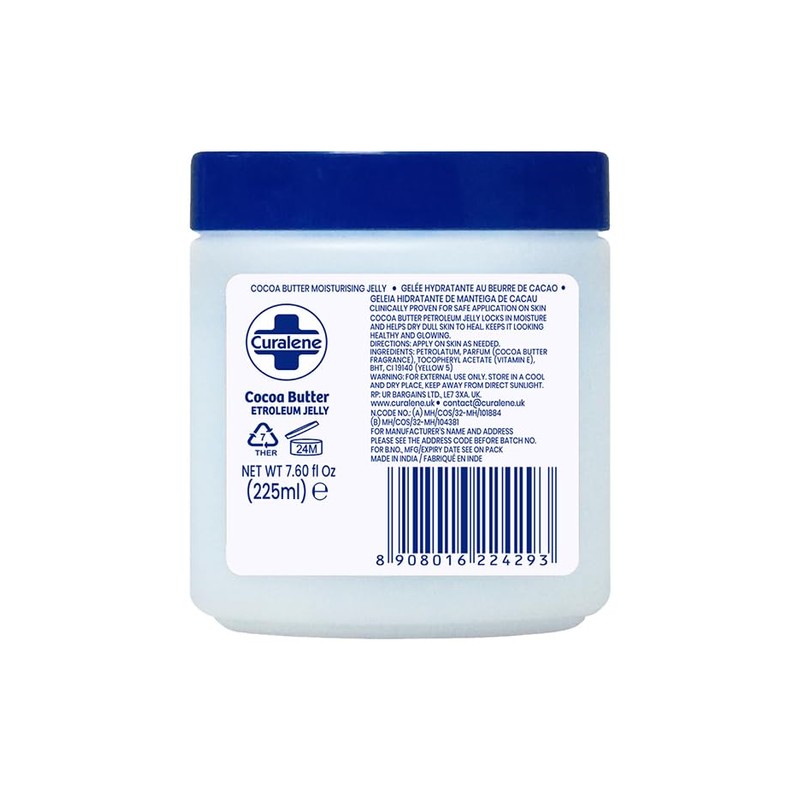 3 x 225mL | Curalene Cocoa Butter Petroleum Jelly, Soft