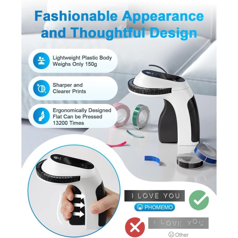 Dymo Omega Embossing Label Maker with 5PK Label Tapes 9mm