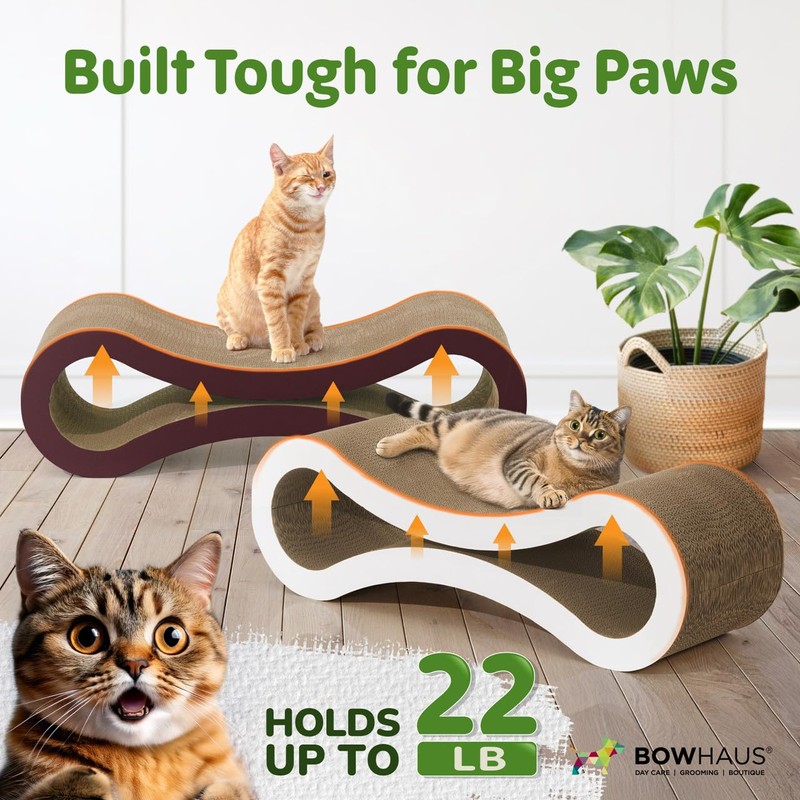 BOWHAUS Infinity Cat Scratcher Lounger, Reversible Scratcher, Infinity Cat Cardboard