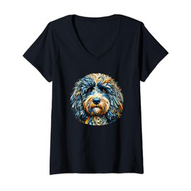 Womens Polygon Art Cockapoo Cockerpoo V-Neck T-Shirt