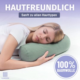 Luxoon Pack of 2 Bolster Covers with Zip, Covers for Neck Support Pillow, 100% Cotton, Soft, Washable and Tumble Dryable, 15 x 40 cm, Sage Green