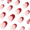 Christmas Red French Tip Press on Nails Short Almond Fake