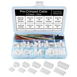 XH 2.54mm Connector Socket Kit and Pre-Crimped Cable Wire 2Pin 3 Pin 4 Pin 5 Pin 6 Pin 7Pin Housing JST Adapter Male and Female Cable Connectors and Heat Shrinkable Tube