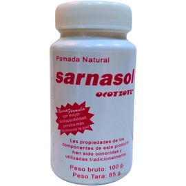 Pomada Sarnasol de Trementina de Ocote, Tepezcohuite, Bálsamo del perú, azufre. Natural, aromática, para piel y pies. (85, Gramos)
