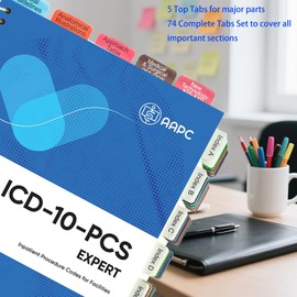 Index Tabs for ICD-10-PCS Complete Code 2025 AAPC Version, 79 Important Code Book Guidelines Tabs, with Page Markers and Alignment Guide & Bookmark (Book not Included)