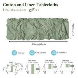 Sage Green Cheesecloth Table Runner 90x400cm,Sheer Boho Green Rustic Gauze Fabric Tablecloth for Wedding Table Decorations,Holiday Party,Baby Bridal Shower,Semi-Sheer Cheese Cloth Table Cover (Green)