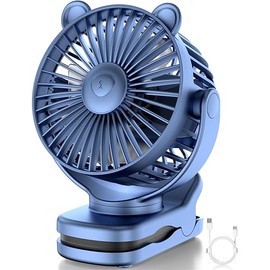 Clip on Fan, Rechargeable Portable Fan with 2000mAh Battery Operated, Small Fan with Powerful Clip Design, 3 Wind Speed, 360° Rotation, Ultra-Low Noise Level Personal Fan for Travel
