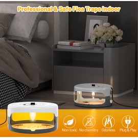 2 Pack Flea Traps for Inside Your Home, Indoor Flea Light, Bed Bug Killer with 8 Sticky Pads & 4 Light Bulb, Odorless Natural Insect Infestation Treatment Trap for Kid Pet