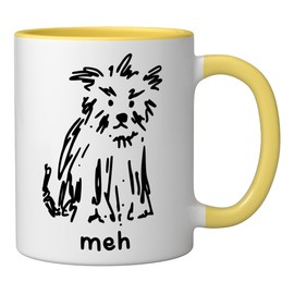 Meh Scruffy Dog For Pet Lovers Ceramic Mug, Yellow/White