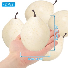 PATIKIL 2 Pcs Artificial Pear, Foam Simulation Fake Pear Lifelike Realistic Faux Fake Fruit Model for Home Kitchen Party Decoration, Photography Props