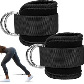 Pack of 2 Foot Loops, Cable Pulls with D-Rings, Ankle Straps, Foot Cuffs Cable Pull for Men and Women, Leg Extenders, Foot Straps for Fitness Training, Foot Cuffs Cable Pull