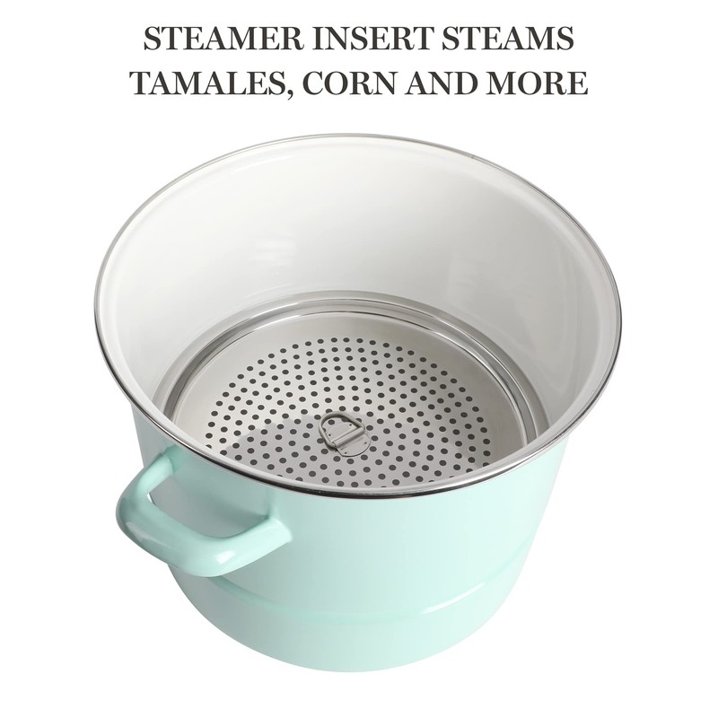 Martha Stewart Thayer 16-Quart Enamel On Steel Scratch Resistant Steamer