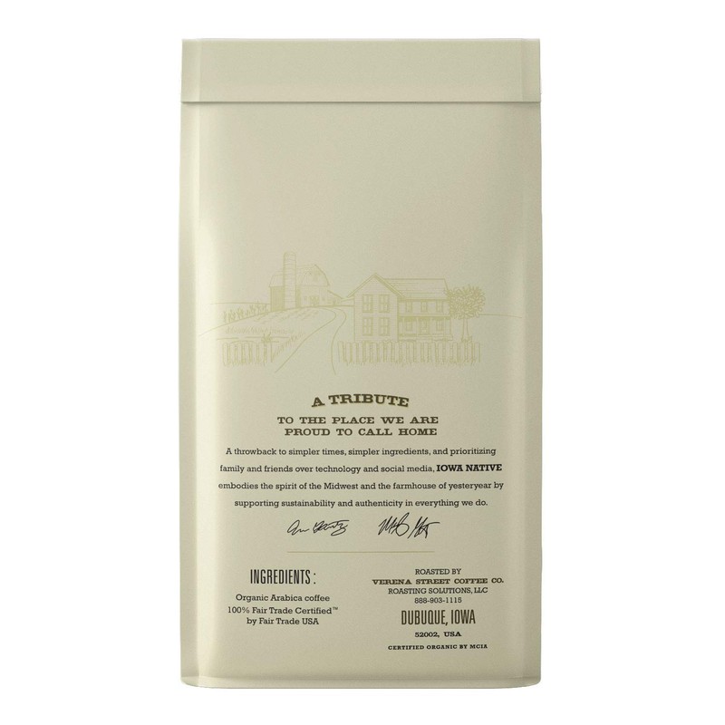 Iowa Native Fair Trade Organic 10 Ounce Ground Coffee, Branding
