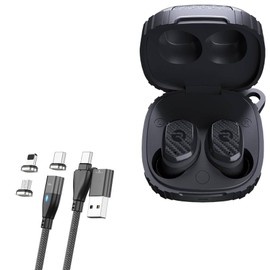 BoxWave Cable Compatible with Raycon The Impact Earbuds - MagnetoSnap PD AllCharge Cable (100W), Magnet PD 100W Charging Cable USB Type-C Micro USB - Jet Black