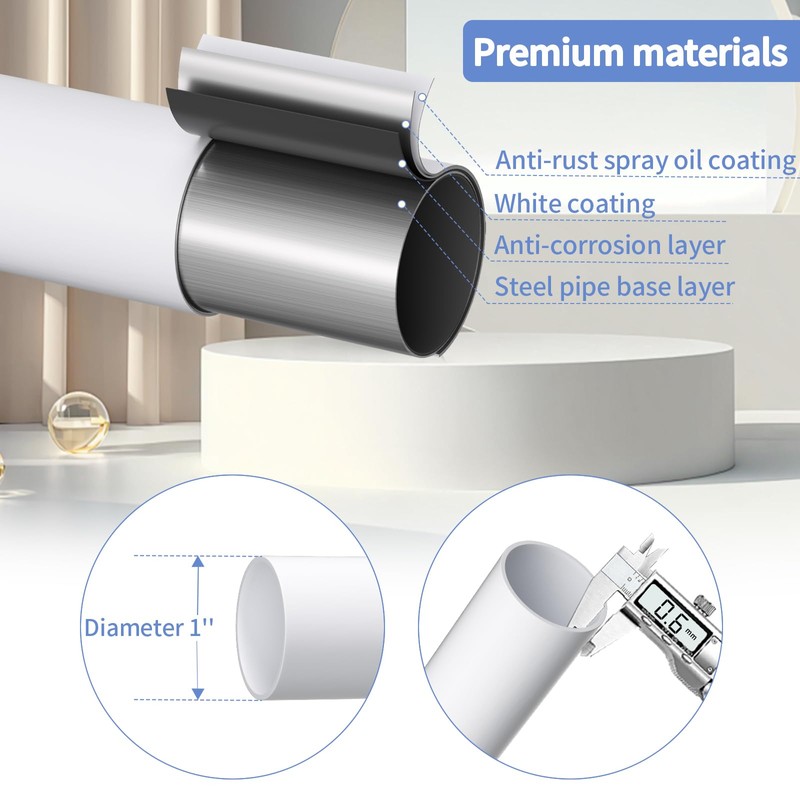 White Blackout Curtain Rod, Adjustable Extra Long 5.5-12.7Ft, Wrap Around