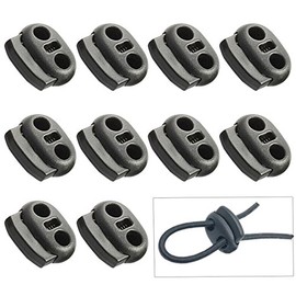 aufodara 10Pcs Spring Cord Lock Paracord Rope Stoppers Plastic 2 Holes Flat Toggle Sliding Fastener Locks End Buttons Slider for Drawstrings Lanyard
