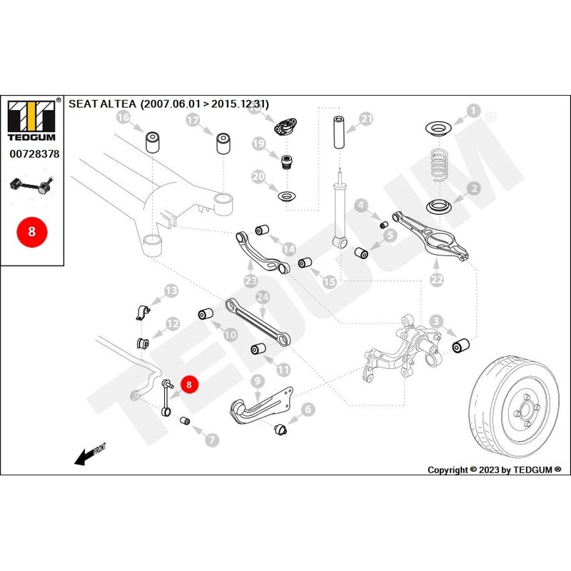 TEDGUM 00728378 Stabiliser Attachment Rear Left / Right